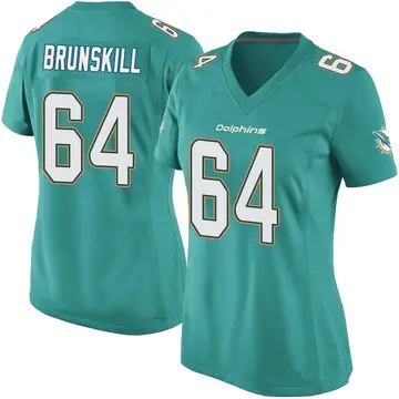 Aqua Women's Daniel Brunskill Miami Dolphins Game Team Color Jersey