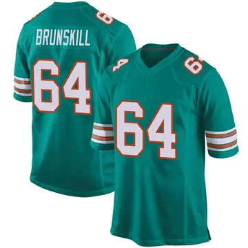 Aqua Youth Daniel Brunskill Miami Dolphins Game Alternate Jersey