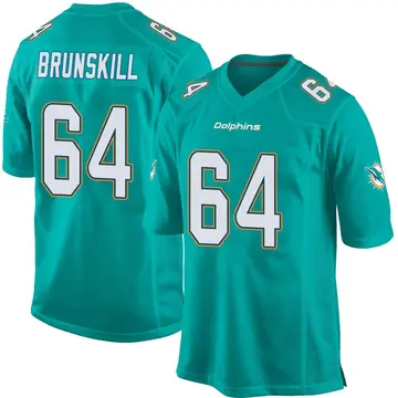 Aqua Youth Daniel Brunskill Miami Dolphins Game Team Color Jersey
