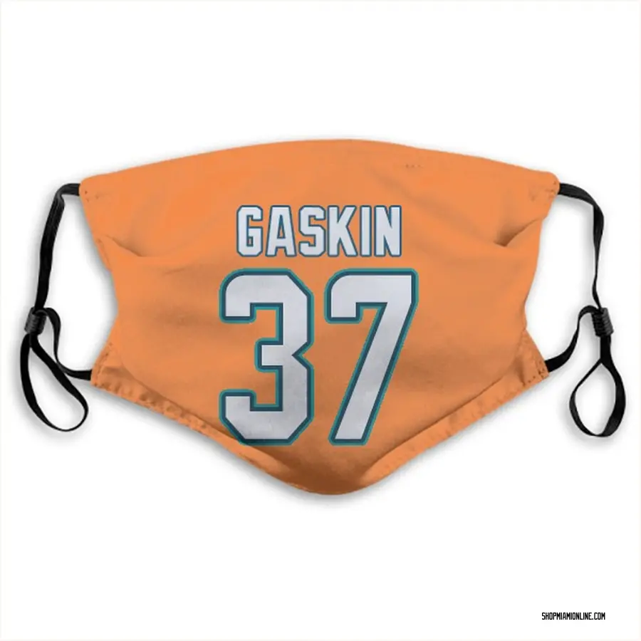 Myles Gaskin Name & Number Orange Miami Dolphins Face Mask