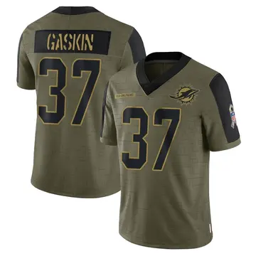 Olive Youth Myles Gaskin Miami Dolphins Limited 2021 Salute To Service Jersey