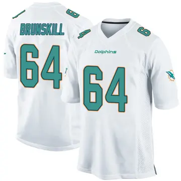 White Youth Daniel Brunskill Miami Dolphins Game Jersey